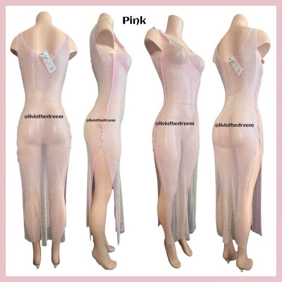 Gorgeous Boutique Pink AB Rhinestone Embellished Beach Cover Up Dress $99 - Picture 7 of 11